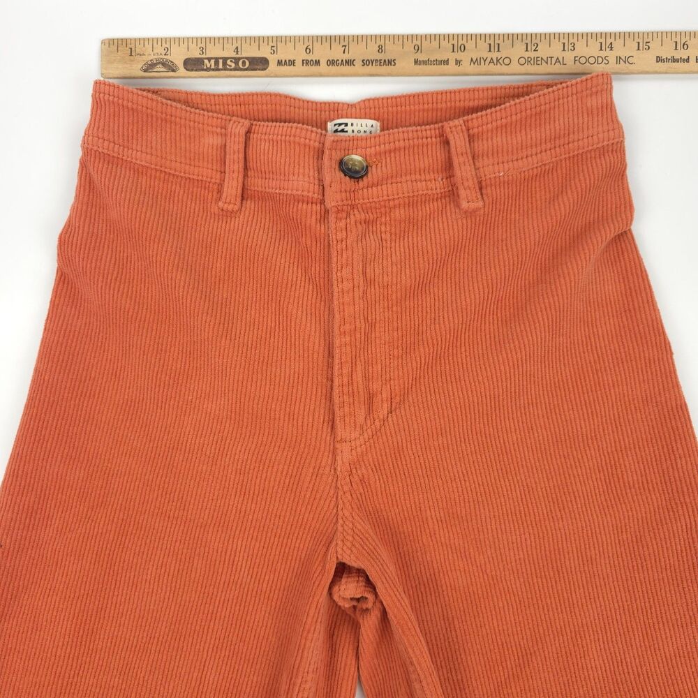 BILLABONG Free Fall Wide Leg Raw Hem Corduroy Pants 70s Beachy Boho VSCO Hipster - Picture 3 of 8
